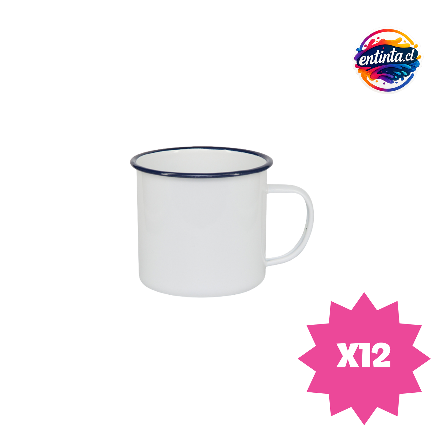 Tazón Enlozado Personalizado con Borde de Color de 12 oz