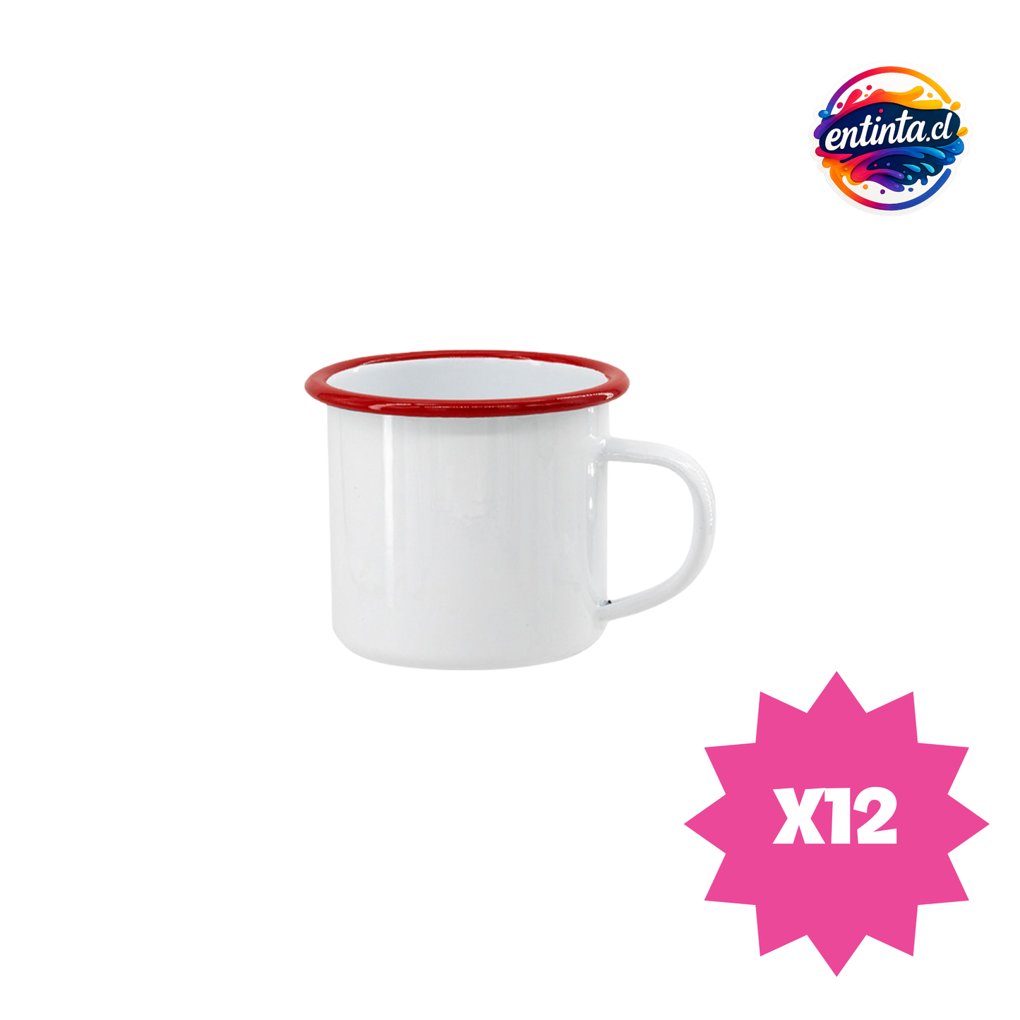 Tazón Enlozado Personalizado con Borde de Color de 12 oz