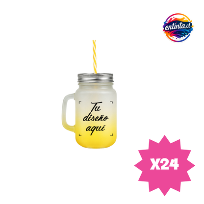Frasco Personalizado con Tapa y Bombilla 14oz