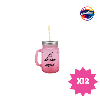 Frasco Personalizado con Tapa y Bombilla 14oz