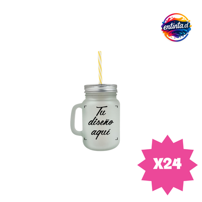 Frasco Personalizado con Tapa y Bombilla 14oz