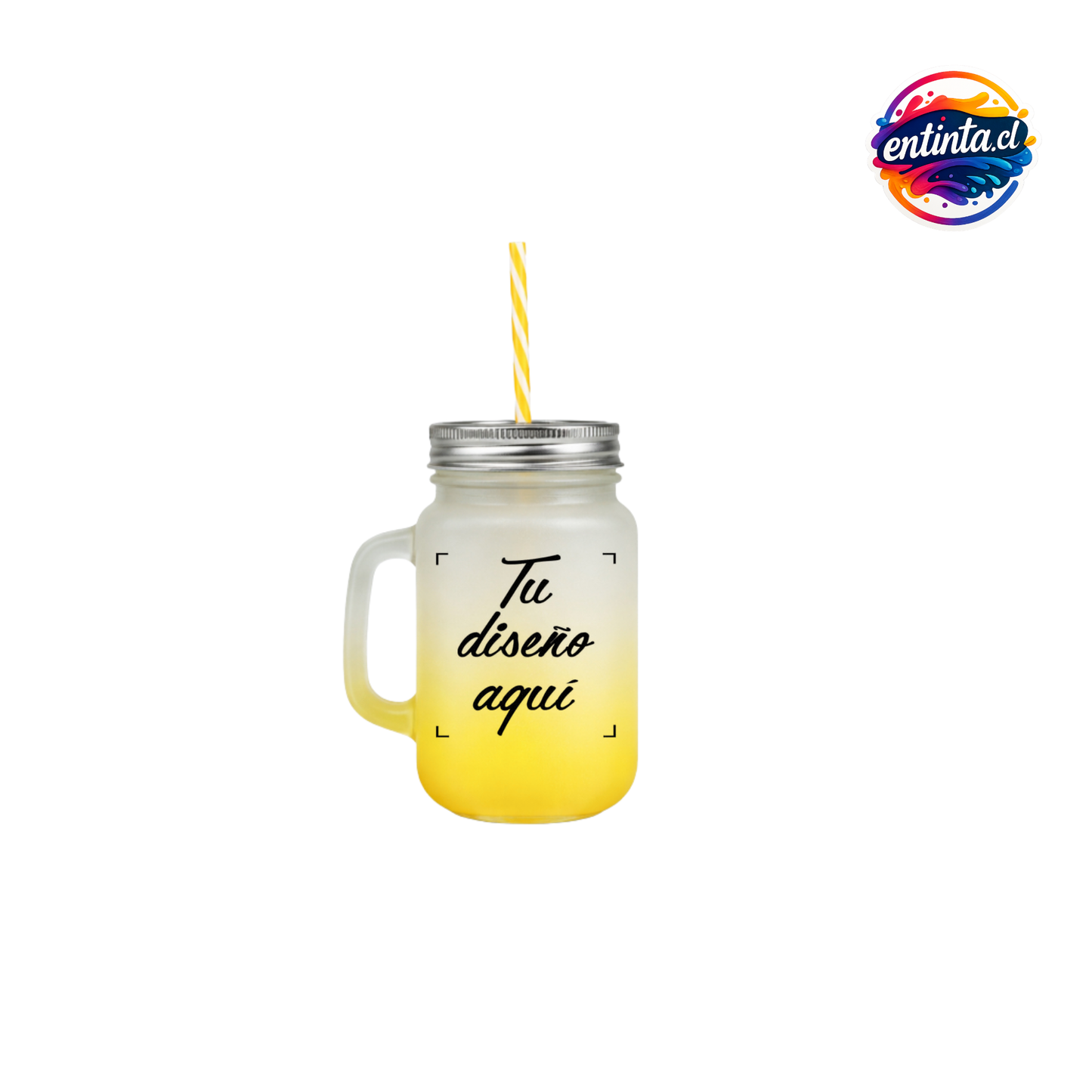 Frasco Personalizado con Tapa y Bombilla 14oz