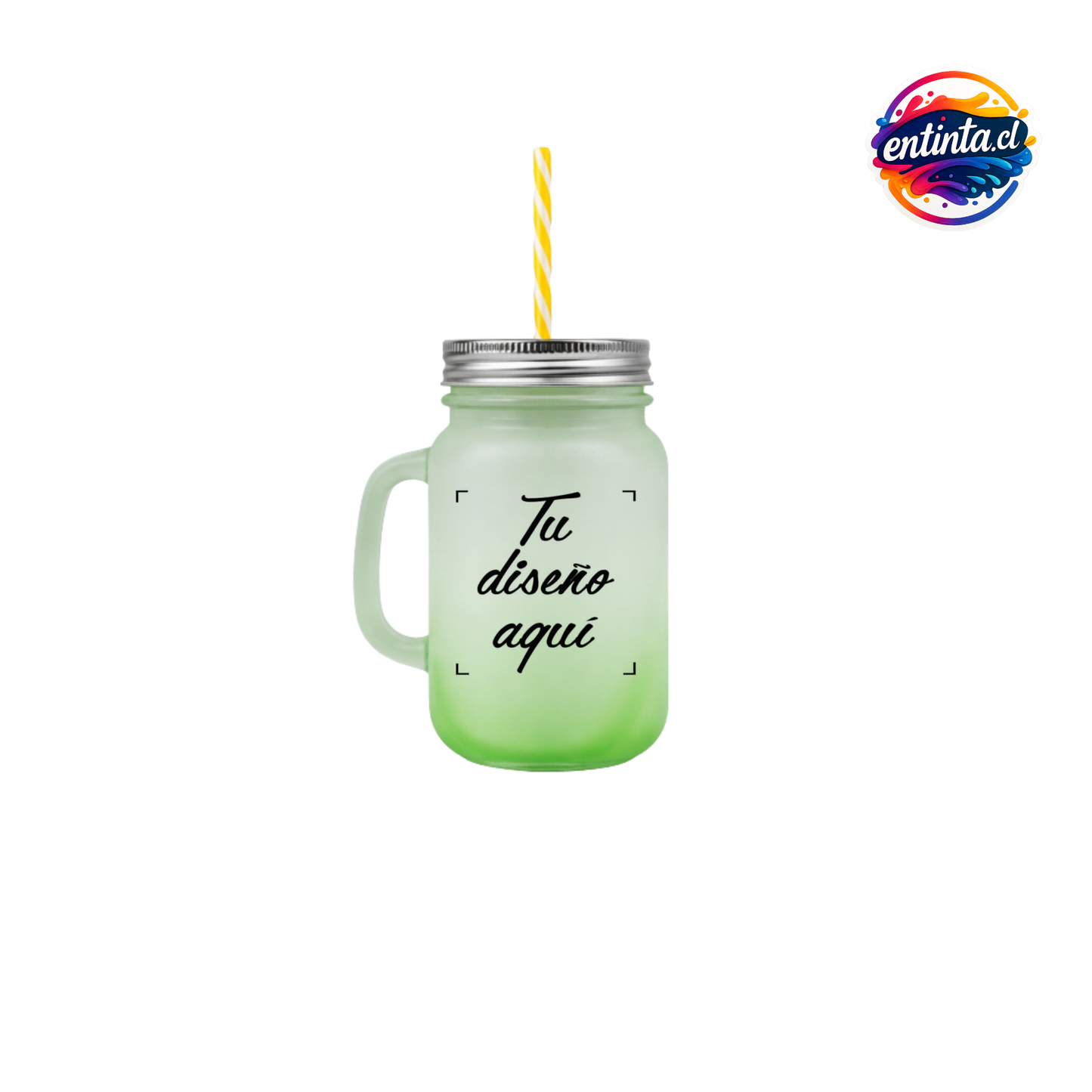 Frasco Personalizado con Tapa y Bombilla 14oz