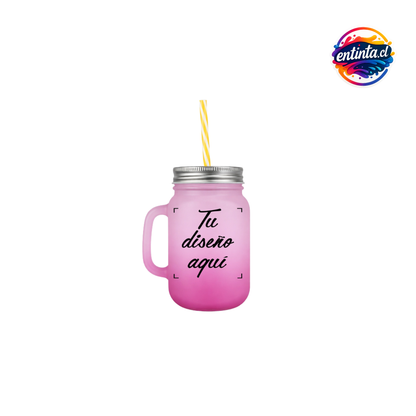 Frasco Personalizado con Tapa y Bombilla 14oz
