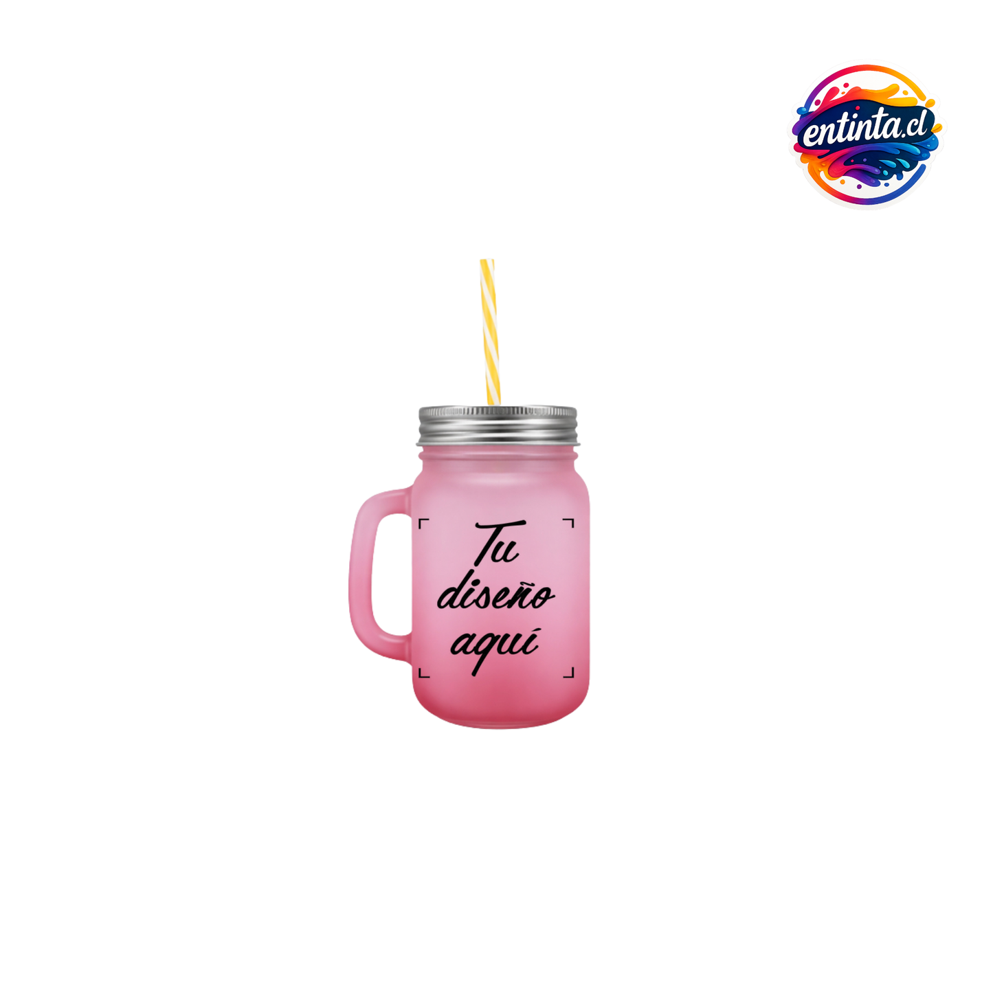 Frasco Personalizado con Tapa y Bombilla 14oz