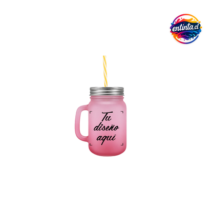 Frasco Personalizado con Tapa y Bombilla 14oz