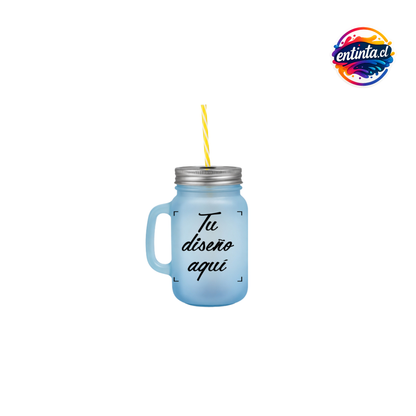 Frasco Personalizado con Tapa y Bombilla 14oz