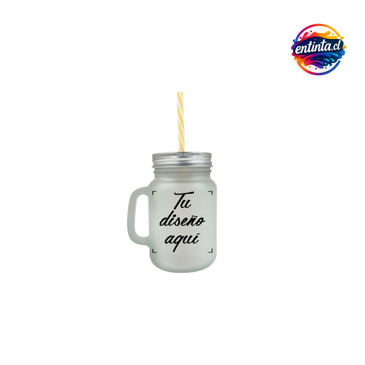 Frasco Personalizado con Tapa y Bombilla 14oz